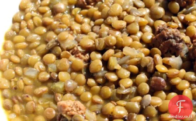 Francese in un lampo: zuppa di lenticchie e salsiccia
