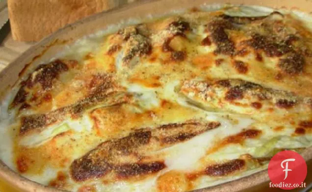 Cicoria / Witlof Con Gruyère e Prosciutto