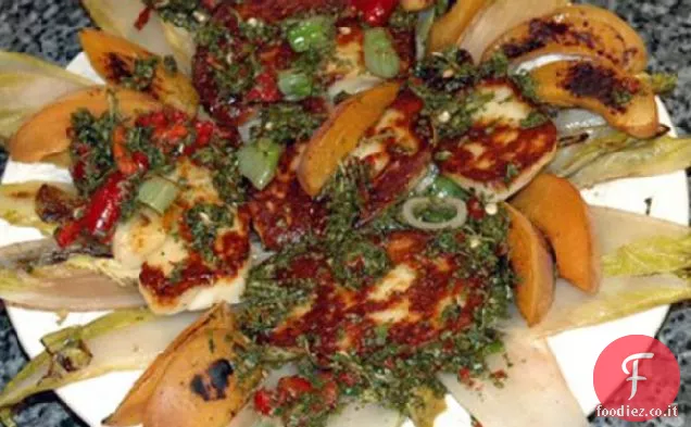 Insalata calda di Halloumi con condimento al peperoncino