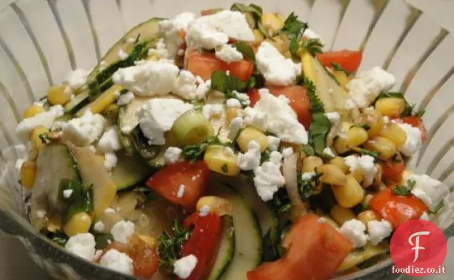 Insalata di mais arrosto e Orzo con pesto di coriandolo