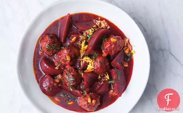 Stufato di barbabietole con polpette di agnello