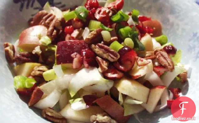 Indivia belga e insalata di mele con vinaigrette di mirtilli rossi