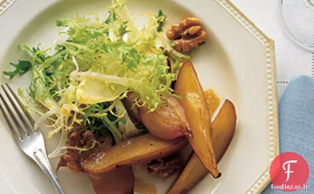 Insalata di pere arrosto e scalogno con Sherry-Vinaigrette di Digione