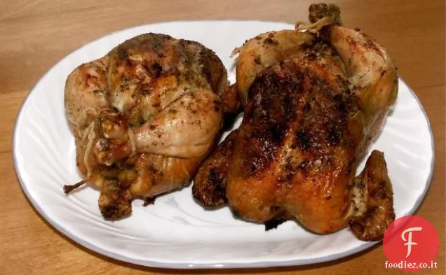 Galline alla griglia della Cornovaglia con burro allo zenzero