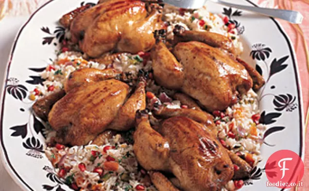 Galline della Cornovaglia con melassa di melograno