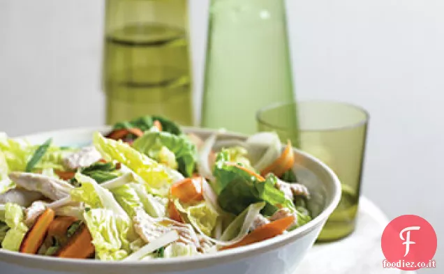 Insalata di pollo in camicia con verdure a fette sottili