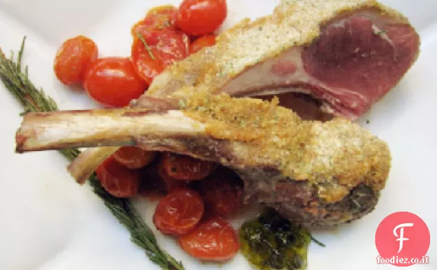 Cremagliera di Agnello con crosta di Digione e Pomodorini al Rosmarino