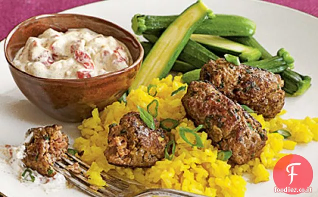 Kofta di agnello veloce con salsa di yogurt Harissa