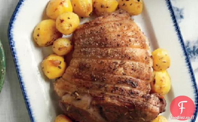 Agnello Marinato Arrosto con patate al limone e Rosmarino