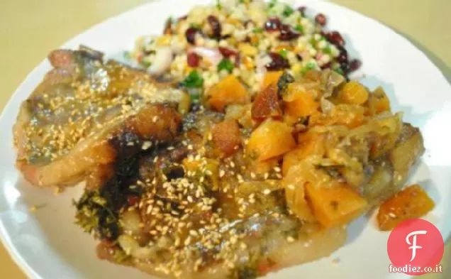 Pentola di coccio Costolette di agnello marocchino e prugne