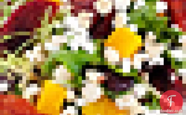 Barbabietola arrosto, Chevre, Insalata di nocciole con Arance rosse