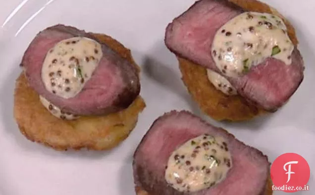 Boxty con Lombata di Agnello Scottata e Senape Integrale Aioli