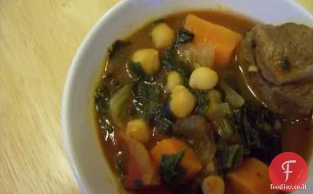 Stufato di agnello con spinaci e ceci