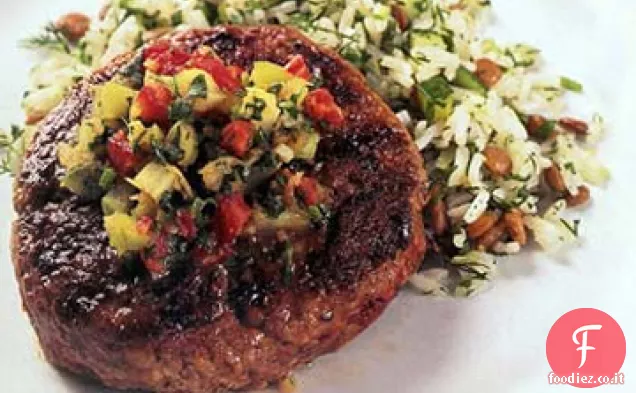 Hamburger di agnello con chutney di pomodoro rosso e verde