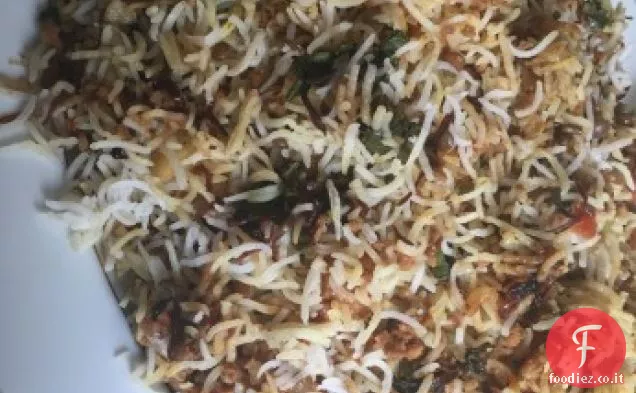 Masoor Pulao (Agnello tritato a strati e lenticchie con riso)