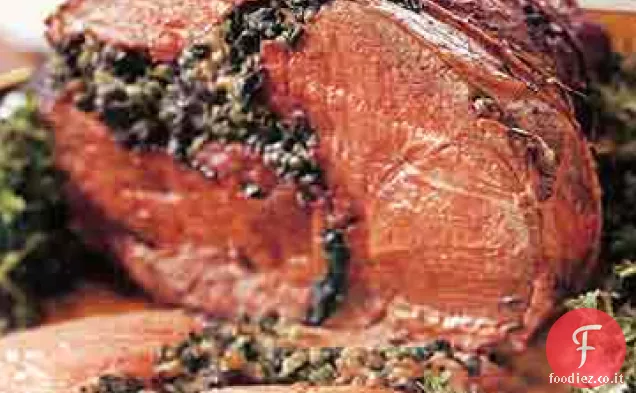 Coscia di Agnello Ripiena di Funghi Selvatici e verdure