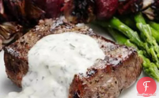 Bistecca di Bufala alla griglia con Spiedini di Radicchio-barbabietola