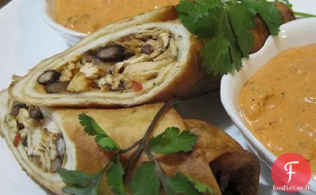 Flautas di pollo con fagioli neri
