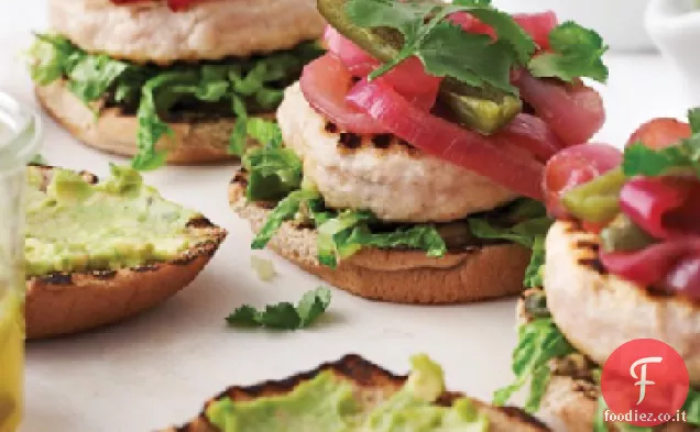Hamburger di tacchino con cipolla rossa e Jalapenos