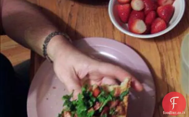Bruschetta di pancetta, lattuga e pomodoro