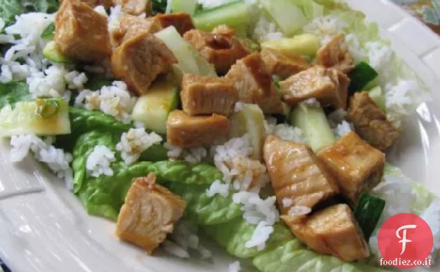 Tazze di pollo glassate all'arancia e albicocca