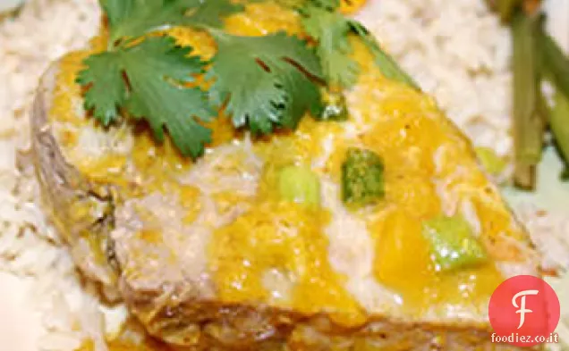 Braciole di maiale glassate al curry di pesca