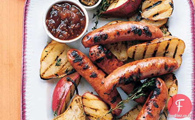 Salsiccia di pollo alla griglia con pere
