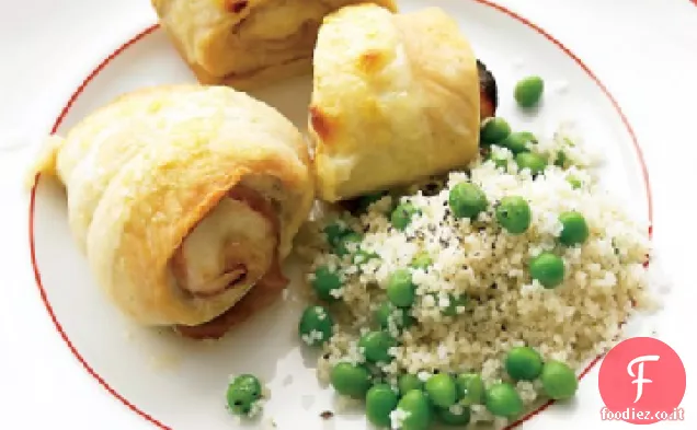 Roll-up di pollo, prosciutto e formaggio