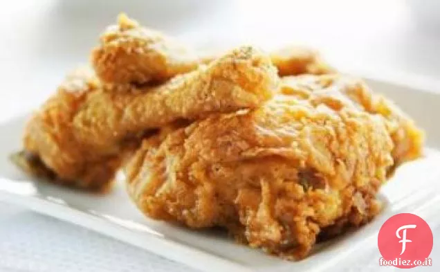Pollo fritto marinato al vino rosso con cipolle