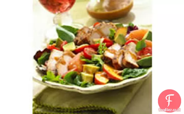 BBQ Insalata di maiale con frutta estiva e Miele Vinaigrette Balsamico